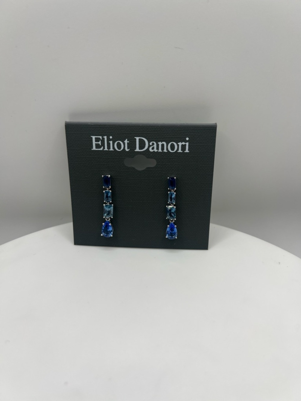 Eliot Danori Navy and Aqua Stone Linear Drop Earrings